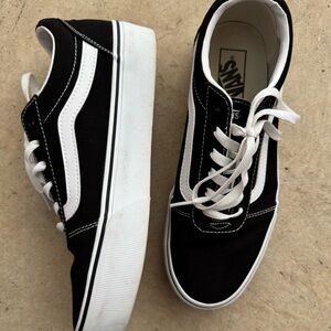 Vans Platform Classic Black and White Lace-Up Sneakers